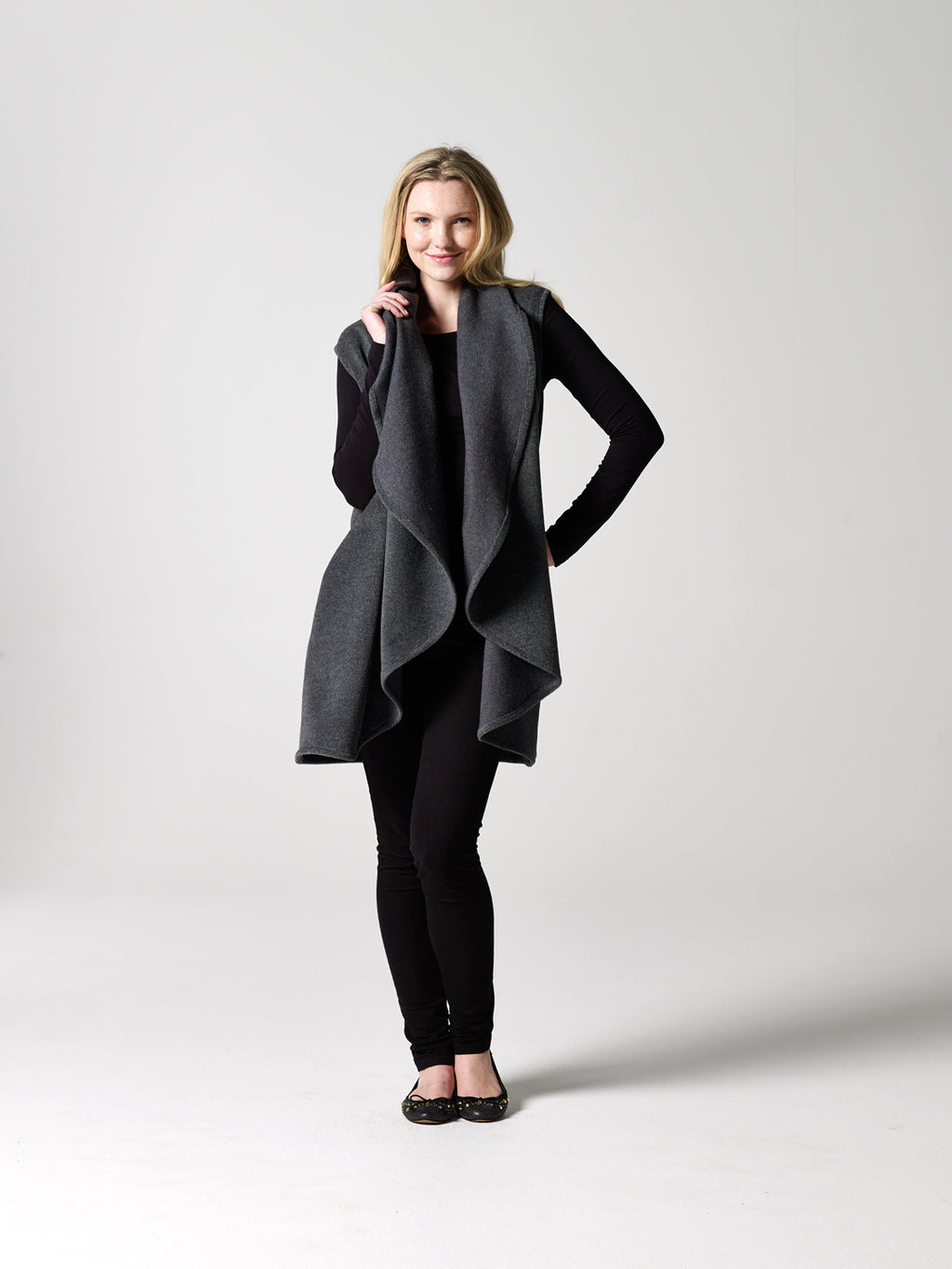 Sleeveless Draped Coat