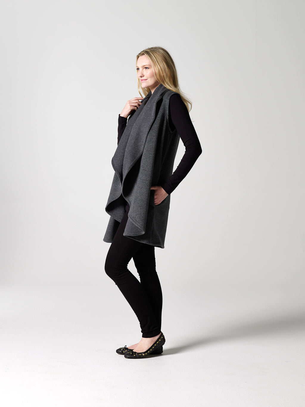 Sleeveless Draped Coat